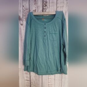 Teal Long Sleeve Henley Shirt